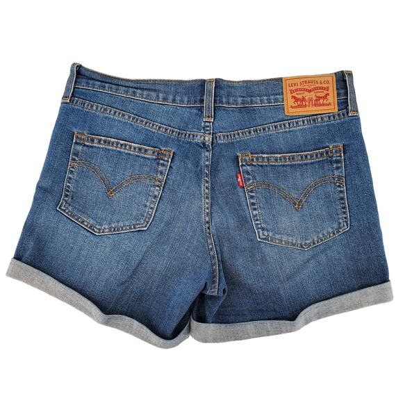 Levi's Women's 27 Factory Distressed Roll Hem Denim Shorts Mid Rise Pre-Owned - Picture 2 of 7
